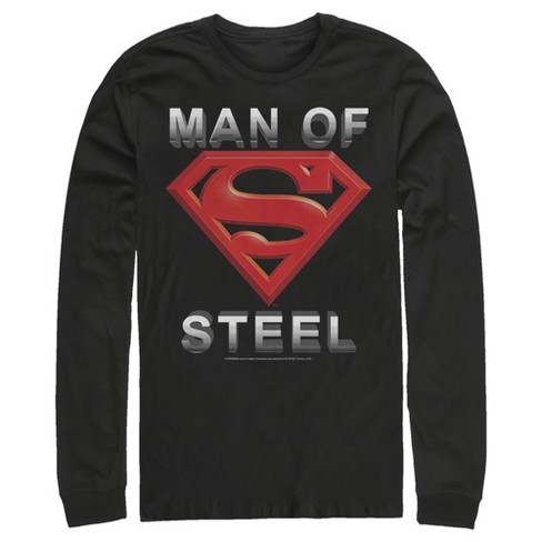Superman Man Of Steel Beveled Long Sleeve Shirt - Black Large : Target