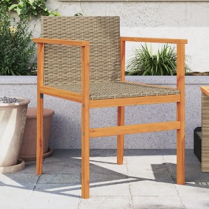 vidaXL Patio Chairs 2 pcs Beige Poly Rattan&Solid Wood - 1 of 4
