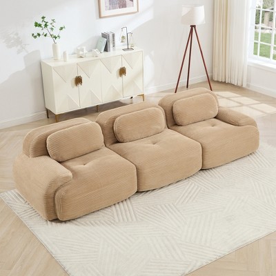 Aukfa Modular Corduroy Sectional Sofa with Ergonomic Support - Pet Friendly, Easy Assembly, Non-Slip Base Design