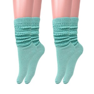 Slouch Socks for Women Cotton Lightweight Scrunch Knee High Socks 2 Pairs Fits Shoe Sizes 5-10 - 1 of 1