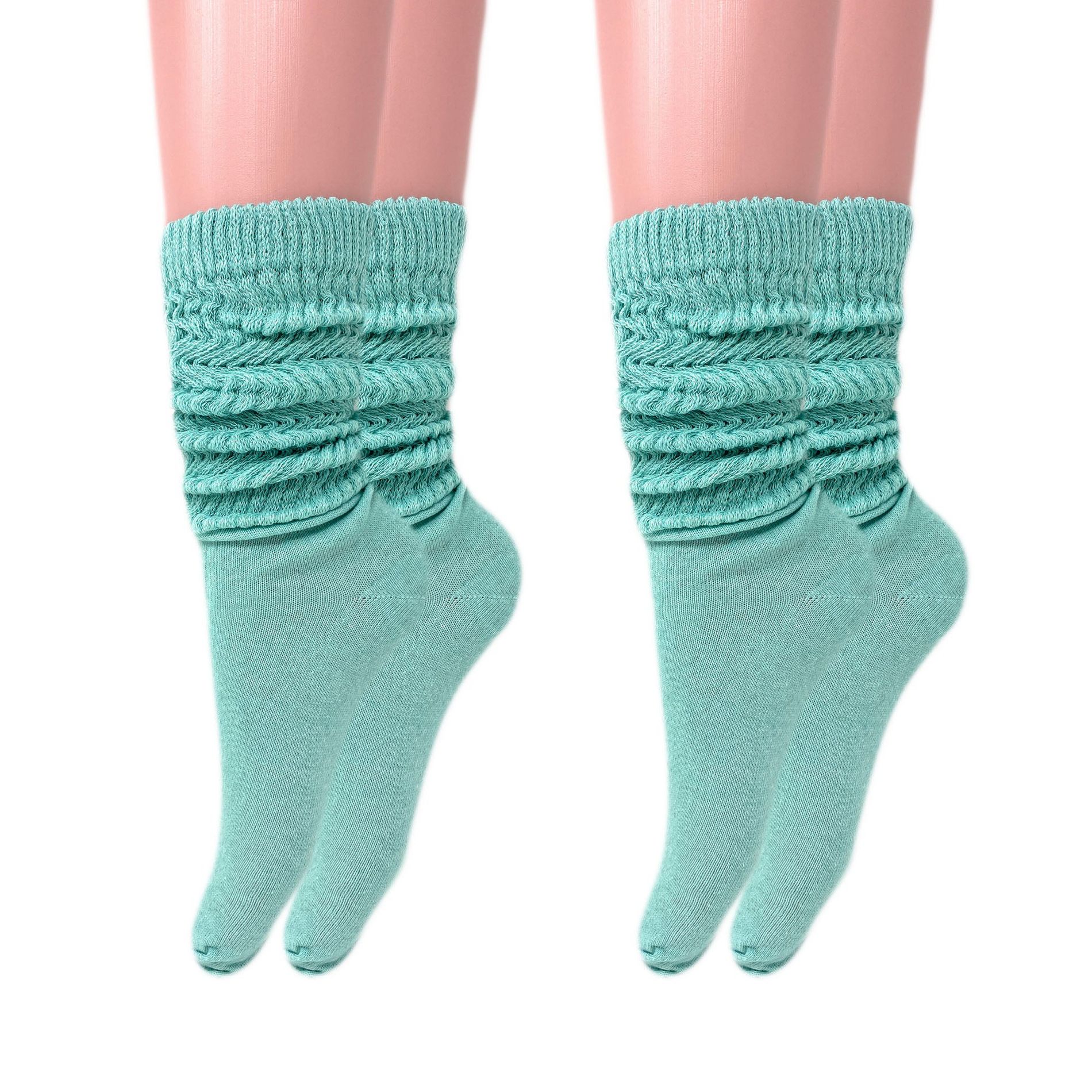 Slouch Socks for Women Cotton Lightweight Scrunch Knee High Socks 2 Pairs Fits Shoe Sizes 5-10