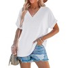 Womens Summer Tops V Neck Outfits Clothes Short Dolman Sleeve Blouses 2025 Fashion Shirts - 2 of 4