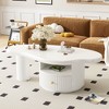 NicBex White Cloud Shape Coffee Table with Storage,Irregular Center Table with Small Stools for Living Room - 2 of 4