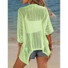 Womens Short Sleeve Cardigan Beach Cover Up Hollow-Out Sweater Cardigan Batswing Sleeve Cover Up Lightweight Cardigan - 2 of 4