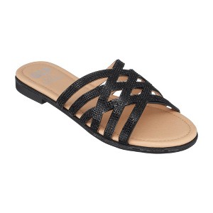 GC Shoes Sage Embellished Laser Cut Slide Flat Sandal - 1 of 4