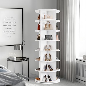 COZONY 64" Tall 7-Tier Rotating Shoe Rack Tower — 360° Free Standing Storage for 28–32 Pairs, Round Spinning Organizer for Entryway, Living Room - 1 of 4