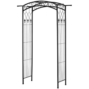 Resenkos Garden Arch Plant Support Trellis,7Ft Garden Arch Arbor, Metal Arch Trellis for Climbing Vines, Garden Archway Matte Black - 1 of 4