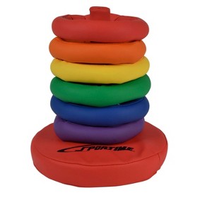 Sportime Soff-Ring Toss Game with Post, Assorted Colors, Set of 6 Rings - 1 of 3