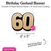 Big Dot of Happiness 60th Birthday Garland Banner Adult Black and Gold Birthday Backdrop 30 Feet of Cord 15 Double Sided Paper Number Age 60 Shapes - 4 of 4
