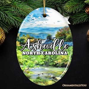 Scenic Asheville Mountain Town Ceramic Ornament, Nature and Historic North Carolina Christmas Gift and Tree Decor | OrnamentallyYou - 1 of 4