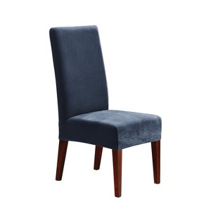 Stretch Pique Short Dining Room Chair Slipcover Navy - Sure Fit, Blue
