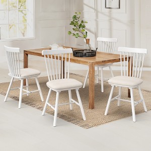 Arceso Dining Chairs Set of 4, Wooden Chairs with Cushion, Farmhouse Windsor Kitchen Room Chairs - 1 of 4