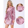 INSPIRE CHIC Women's Sequin Lantern Long Sleeve Sparkle Bodycon Party Club Mini Dress - 2 of 4