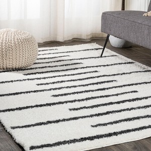 Alaro Berber Stripe Shag Indoor Area Rug - JONATHAN Y - 1 of 4