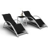 3Pcs Outdoor Patio Chaise Lounge Chair, Beach Sunbathing Lawn Lounger Recliner Chair with Arm & Side Table for Poolside, Deck, Balcony, Backyard - 2 of 4