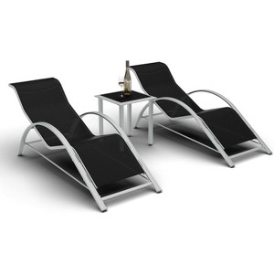 WhizMaz Outdoor Chaise Lounge Set of 3 - Pool & Beach Recliner Chairs with Side Table for Deck, Balcony, Lawn, Patio - 1 of 4