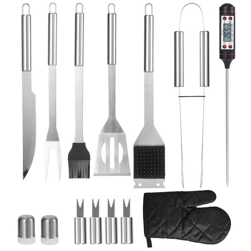 Cheer Collection 28-Piece Stainless Steel BBQ Grilling Utensil Set with Protective Storage Case, 2 of 5
