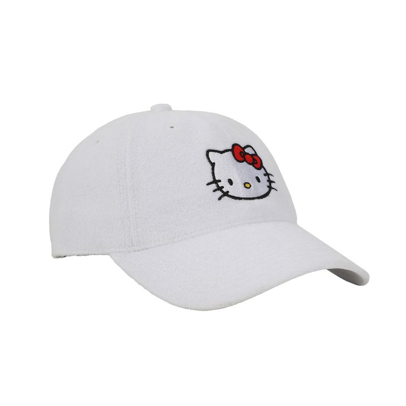 Hello Kitty Embroidered Character Head Art Adult White Baseball Cap, 4 of 7