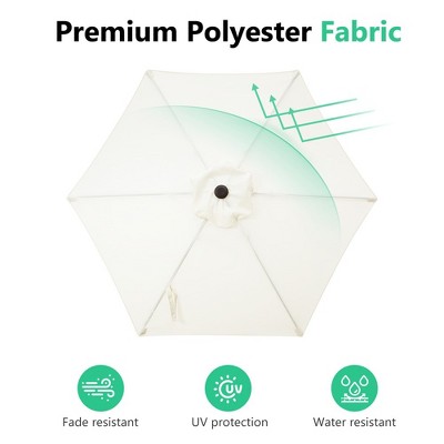 7.5FT Beige Polyester Patio Umbrella with Push Button Tilt & Crank