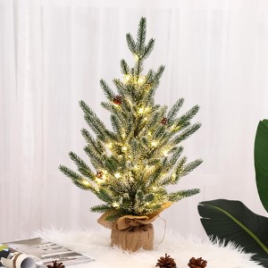 24 Inch Artificial Small Christmas Tree, 2 Ft Prelit Table Top Christmas Tree Mini Frosted Pine Tree - 1 of 4