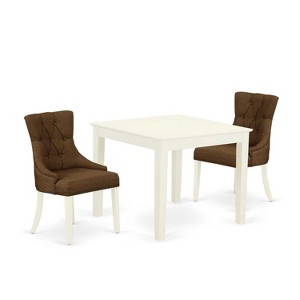 Vintage 3Pc Dinette Set - Square Kitchen Table & 2 Parson Chairs - Linen White & Dark Coffee - 1 of 4