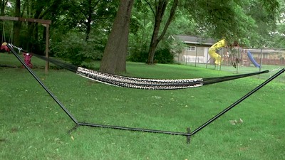 Natural Handwoven Cotton Mayan Hammock with Steel Stand