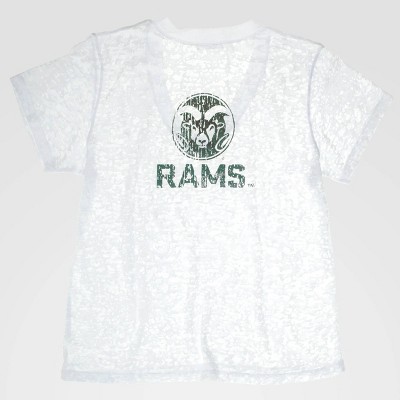 NCAA Colorado State Rams Deep V-Neck Burnout T-Shirt - White XL