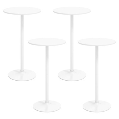 Tangkula Round Bar Table Set of 4 w/Adjustable Height & Metal Base Modern Cocktail Table