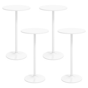 Tangkula Round Bar Table Set of 4 w/Adjustable Height & Metal Base Modern Cocktail Table - 1 of 4