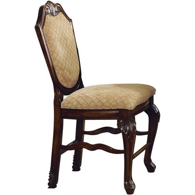 Acme Furniture Set of 2 21" Chateau De Ville Fabric Counter Height Barstools Espresso: Linen Upholstery, Wood Frame, Armless Design