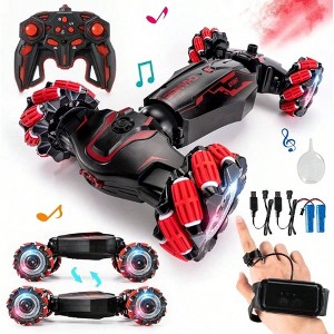 4WD Remote Control Gesture Sensor Car, Hand Controlled RC Stunt Car, Double - Sided 360 Rotation with Light and Music Spray, - 1 of 4