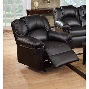 Bonded Leather Upholstered Motion Recliner Chair with Glider Couch, Cushion Seat, Extra Padding and Pine Wood Frame - 1 of 4
