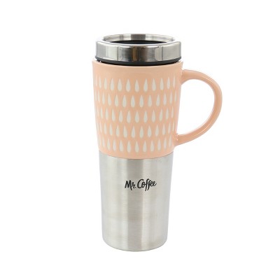 Mr. Coffee Travertine 16 oz. Blue Stoneware Stainless Steel Travel Mug with Lid