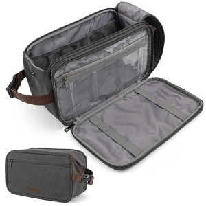 PAVILIA Toiletry Bag for Men Women, Canvas Travel Dopp Kit, Water Resistant Hygiene Toiletries Organizer, Shaving Accessories Bag - 1 of 4