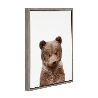 Baby Bear Animal Print Framed Canvas Wall Art