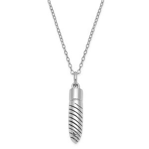 Black Bow Jewelry Sterling Silver Antiqued Lined Bullet Ash Holder Necklace, 18 Inch - 1 of 4