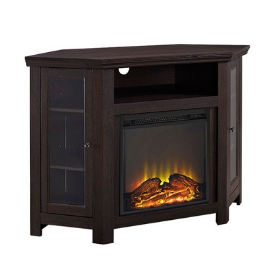 NicBex Corner Fireplace TV Stand with 2 Side Doors Modern Farmhouse Enterainment Center with Electric Fireplace Insert for TV Up to 55 Inch