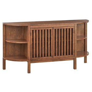 Mons Buffet Walnut - Lifestorey: Bohemian Style Sideboard, MDF Wood, 6 Shelves, 2 Cabinet Doors - 1 of 4
