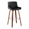 LumiSource Set of 2 Santi Barstools Walnut Wood/Chrome Metal - 2 of 4