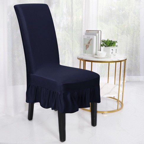 4 Pcs Polyester Spandex Stretch Dining, Navy Blue Parsons Chair Slipcovers