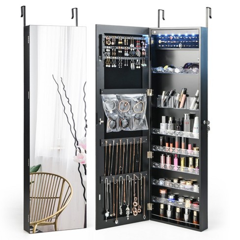 Mirrored Standing Jewelry Cabinet Storage Box - Costway