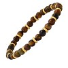 Steeltime Men's black lava/tiger eye and stainless steel beaded bracelet. Color Options: Brown, Black - 2 of 4