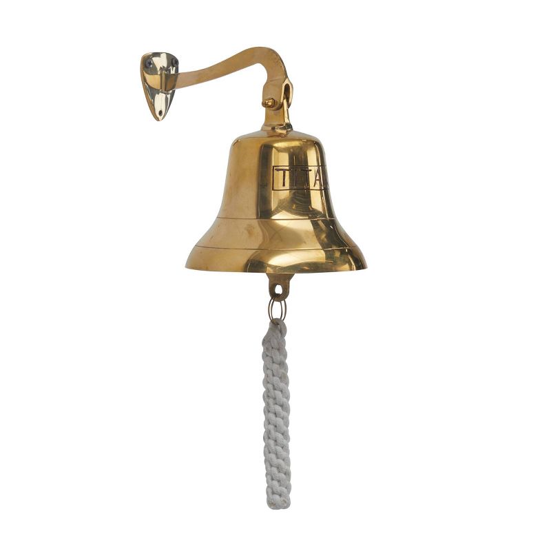 Brass Decorative Bell with Rope Detailing - Olivia & May, 3 of 8