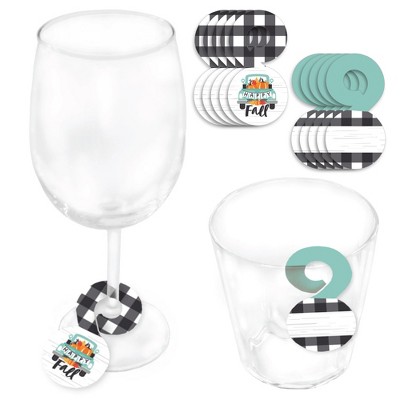 Big Dot of Happiness Happy Fall Truck - Harvest Pumpkin Party Paper Beverage Markers for Glasses - Drink Tags - Set of 24