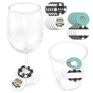 Big Dot of Happiness Happy Fall Truck - Harvest Pumpkin Party Paper Beverage Markers for Glasses - Drink Tags - Set of 24 - 1 of 4