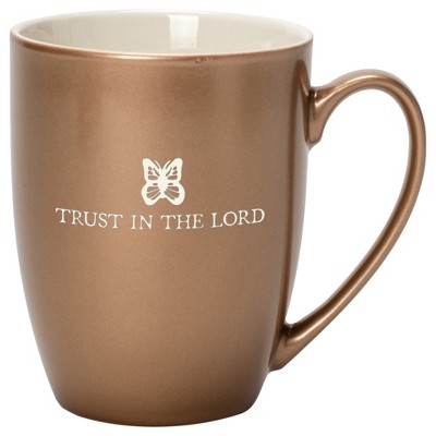 Elanze Designs Trust In The Lord Bronze 10 ounce New Bone China Coffee Cup Mug