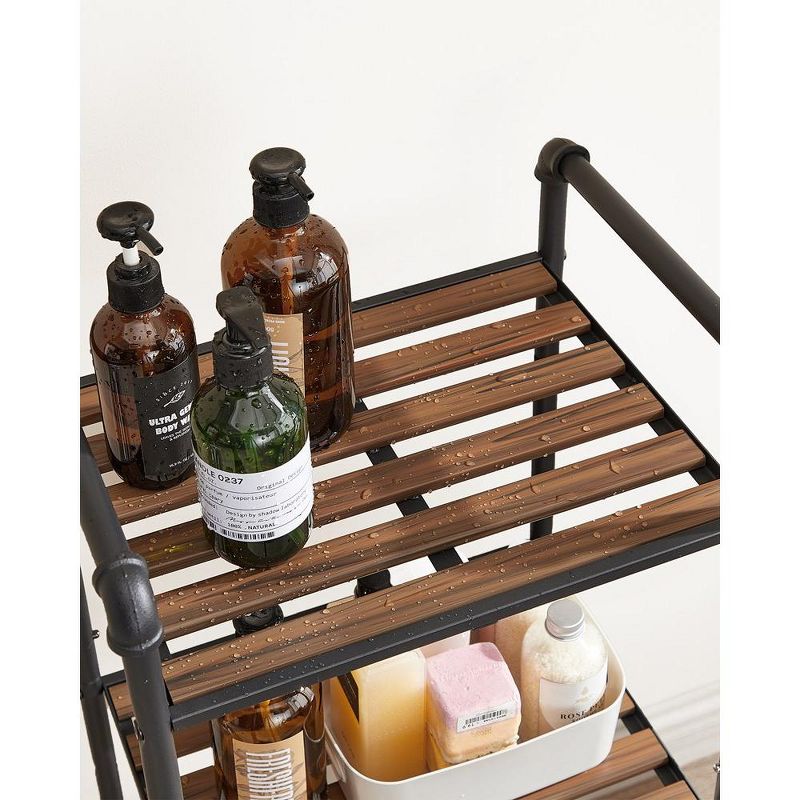 VASAGLE Bathroom Shelves, 5-Tier Storage Rack, Plant Flower Stand, 12.2”D x 15.6”W x 51”H, Rustic Brown and Black, 4 of 6
