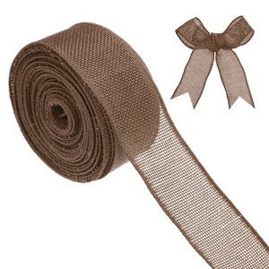 Unique Bargains Burlap Wired Edge Durable Thick Fabric Ribbons for DIY Crafts 1 Pc - 1 of 4