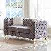 APRILSOUL61.25-inch Deluxe Velvet Sofa with Chesterfield Tufted Buttons with 2 Pillows and Metal Feet - 3 of 4