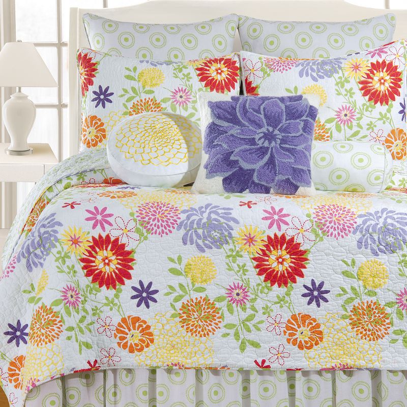 C&F Home 26" x 26" Lilly Yellow Purple Red Pink Floral Cotton Euro Sham - Machine Washable, 4 of 6